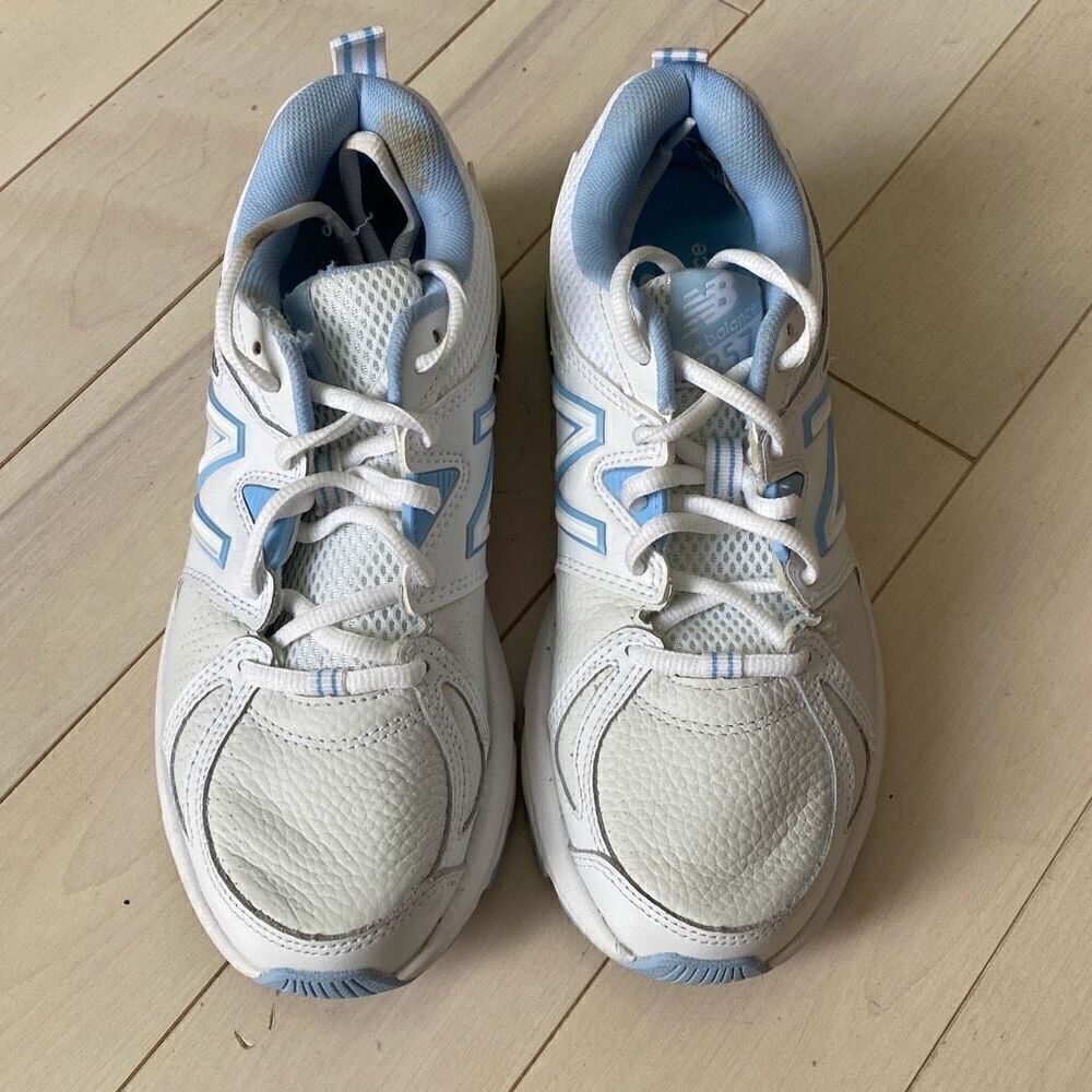 New Balance Leather Cross Trainer Low Top Tennis Shoes White Baby Blue Size 7